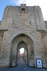 Fototapeta na wymiar City walls and Tower in Aigues-Mortes in France 
