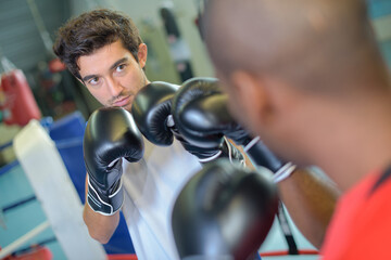 portrait of people during boxing practice at the gym