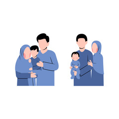 Set Of Muslim Family With Son