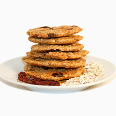 Natural oatmeal bakes with berries baked at home for vegetarians, handmade