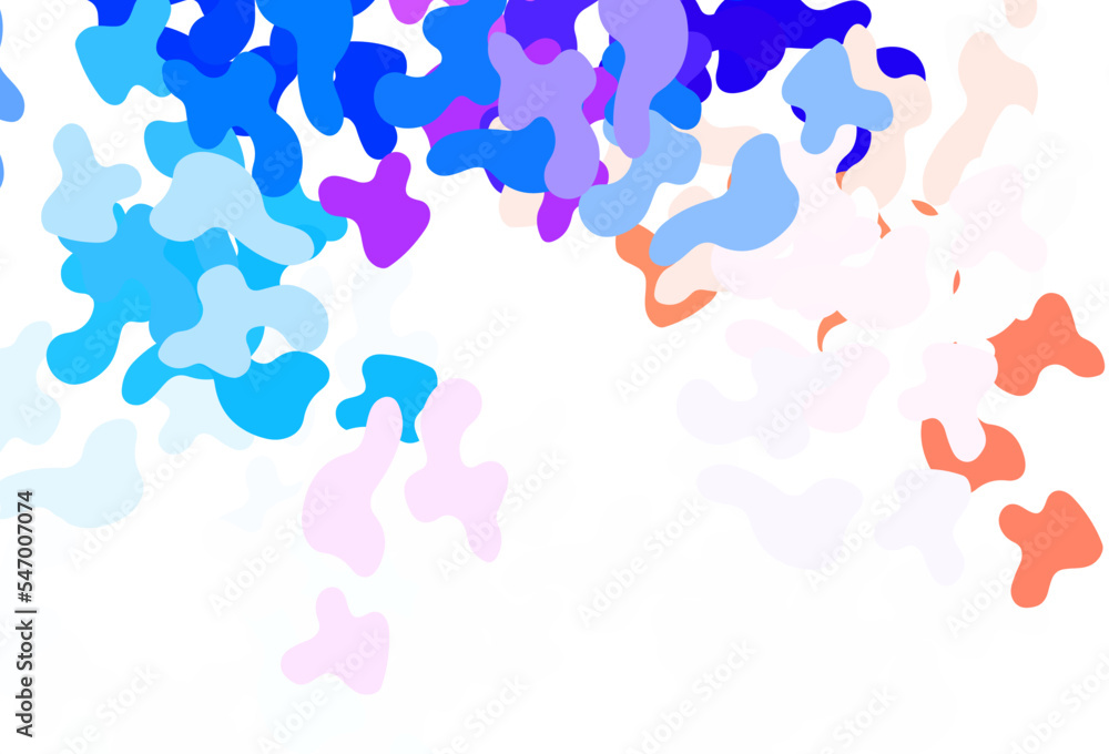 Poster light blue, red vector pattern with random forms.