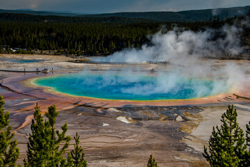 Aerial view of Grand Prismatic Spring