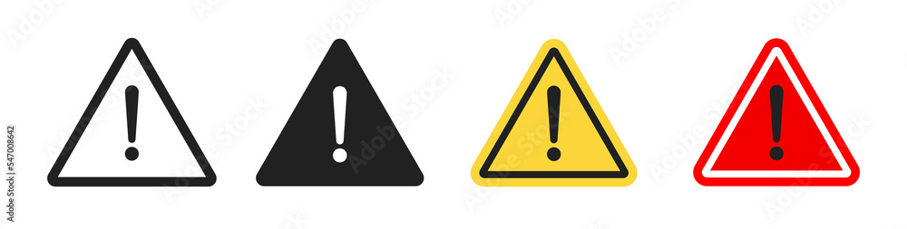 Poster exclamation mark of warning attention icon vector set