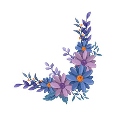 blue purple flower arrangement watercolor illustration