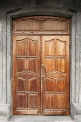 Wooden vintage doors of old building