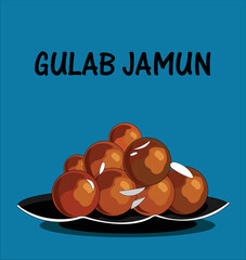 Gulab jamun Indian and Pakistani food vector illustration