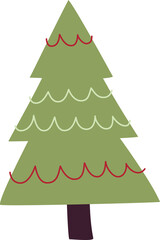 Christmas tree template for Christmas and New Year cards, digital illustration