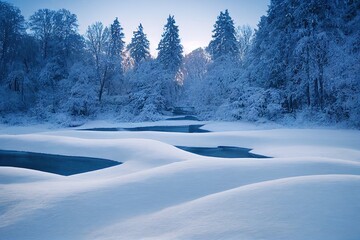 winter landscape with snow