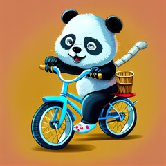 Little panda on bike