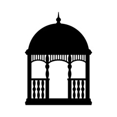 Gazebo icon. Black silhouette. Front side view. Vector simple flat graphic illustration. Isolated object on a white background. Isolate.