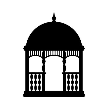 recommend clip art: Gazebo icon. Black silhouette. Front side view. Vector simple flat graphic illustration. Isolated object on a white background. Isolate.