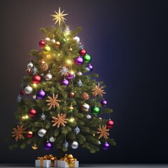 Beautiful christmas tree with gift boxes