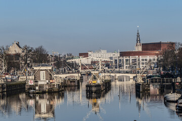 Fototapeta premium Amstel locks originally built in 1673, after canal belt had its fourth expansion. Amstel locks renovated in 19th century. Amsterdam, the Netherlands.