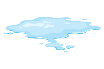 Water spill puddle. Blue liquid shape in flat cartoon style. Clean fluid drop design element isolted on white background