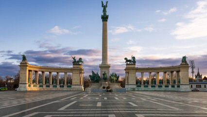 Heroes Square and Millennium Monument in Budapest, Hungary, Eastern Europe.