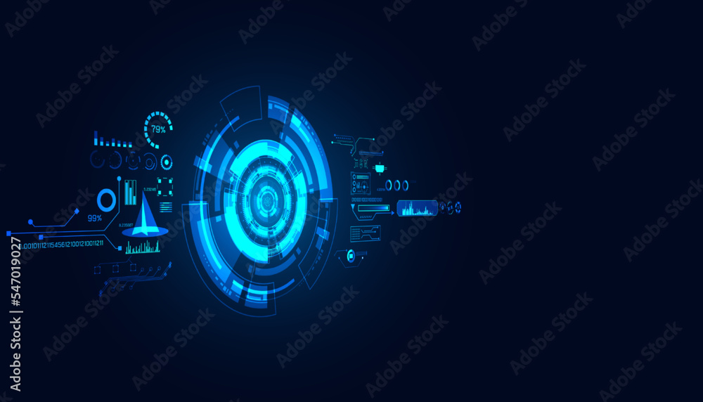 Poster abstract technology ui futuristic concept hud interface hologram elements of digital data chart, com