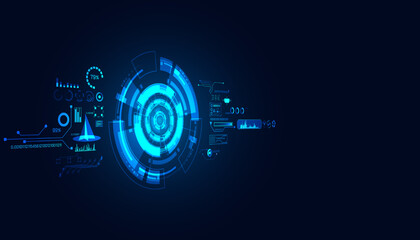 abstract technology ui futuristic concept hud interface hologram elements of digital data chart, communication, computing and circle percent vitality innovation on hi tech future design background