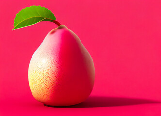 Red pear aligned on a background, ideally presented to sell the perfection of a natural and organic product. 3D illustration.