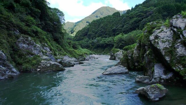 Beautiful river in Japanese countryside