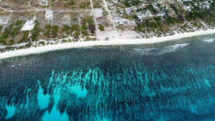 Naklejka premium Beautiful view of the Coastal beach in Kiribati, Fiji