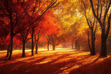 Fototapeta premium Gorgeous forest in beautiful fall colors.