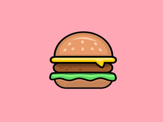 Burger Flat Design Vector. Hamburger illustration