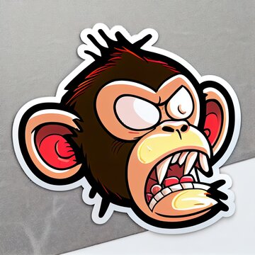 distressed sticker of a cartoon angry monkey