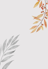 Graphical leaves illustration. Floral line art pattern background.