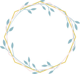 Obraz premium PASTEL COLORED FRAME WREATH WITH MINT LEAVES, PNG