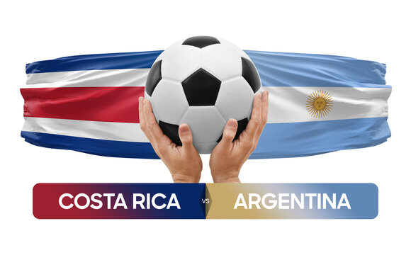 Costa Rica vs Argentina national teams soccer football match competition concept.