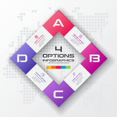 Business infographics template 4 steps with square,Element for design invitations,Vector illustration.
