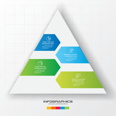 Business concept design with triangle and 4 options,Infographic template can be used for presentation,Vector illustration.