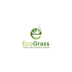Letter e with grass logo design