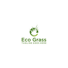 Letter e with grass logo design