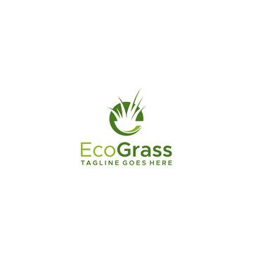 Letter e with grass logo design