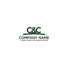 Letter C anc C with grass logo design