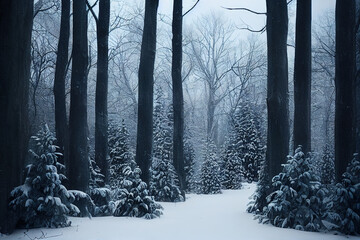 Fototapeta na wymiar A gorgeous forest winter scene.