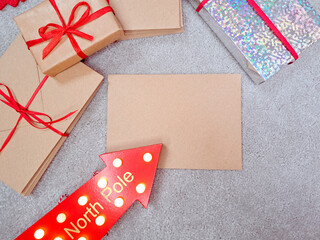Fototapeta premium craft envelopes with the red stripe,letters to santa