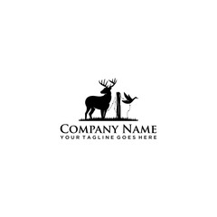 creative deer and bird logo design