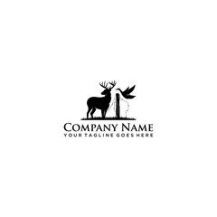 creative deer and bird logo design