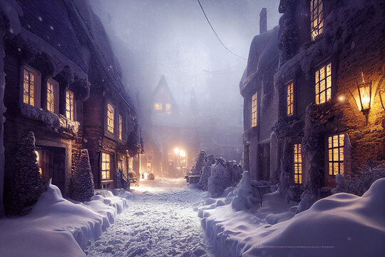 A gorgeous snowed in Christmas village scene. Perfect for the holidays.