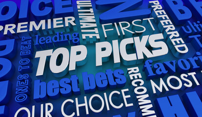 Top Picks Best Bets Recommended Choices Favorites Word Background 3d Illustration © iQoncept