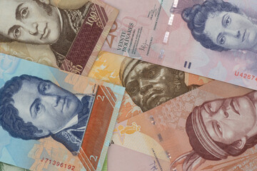 Venezuelan bolivars banknotes.