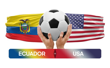 Ecuador vs USA national teams soccer football match competition concept.