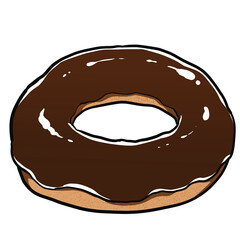 Illustration of a simple and realistic chocolate donut