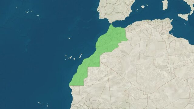 Zoom in to the map of Morocco with text, textless