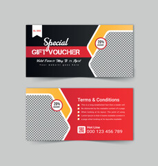 Special gift voucher template or gift card, coupon design for food restaurant