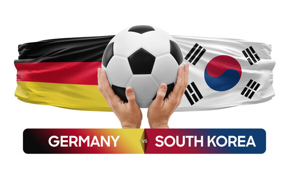 Germany vs South Korea national teams soccer football match competition concept.