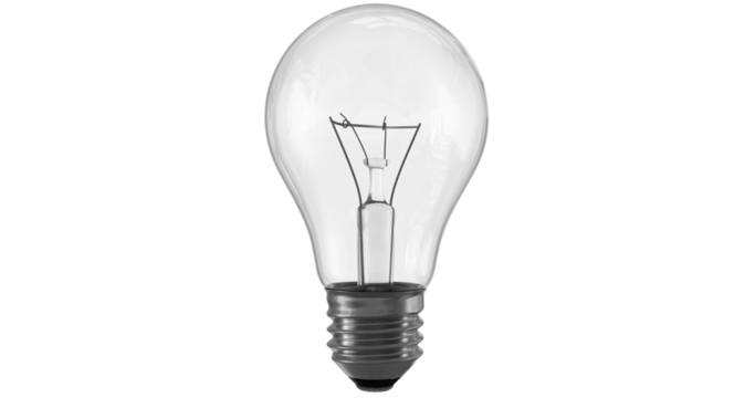 light bulb with transparent glass isolated on transparent background