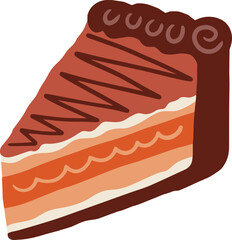 Tiramisu chocolate cake cartoon hand drawn design vector. Thanksgiving holiday symbol.